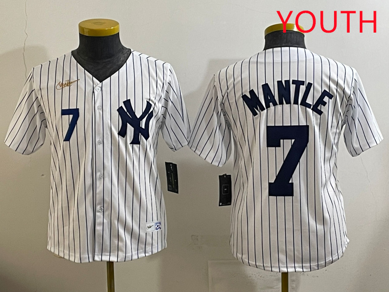 Youth New York Yankees 7 Mantle White 2025 Nike MLB jersey style 5